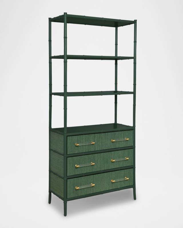Flynn 3-Tier Etagere with 3 Drawers, Green